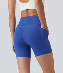 SoftlyZero™ High Waisted Crossover Yoga Biker Shorts 5'' with Pockets-UPF50+