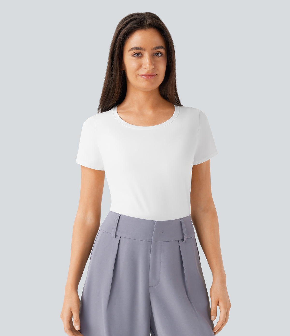 Round Neck Short Sleeve Basic Work Top