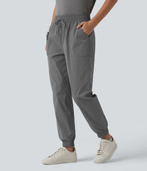 Mid Rise Drawstring Casual Cargo Joggers with Pockets