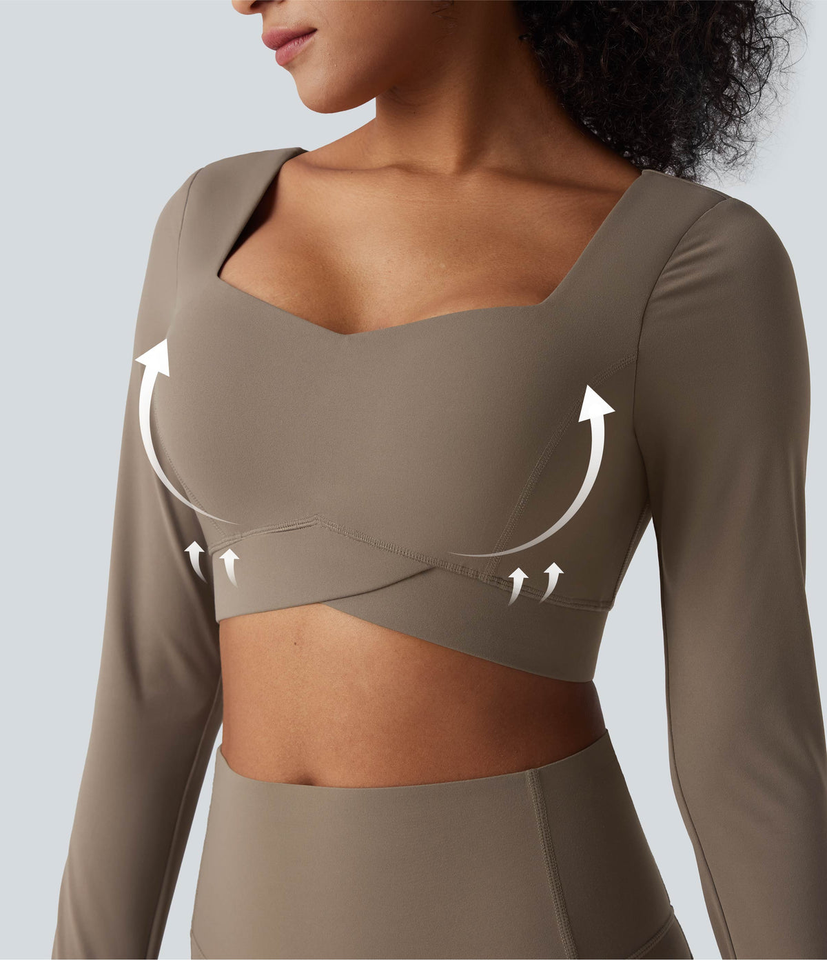 Halara UltraSculpt™ Push-Up Long Sleeve Thumb Holes Crossover Hem Cropped Workout Sports Top