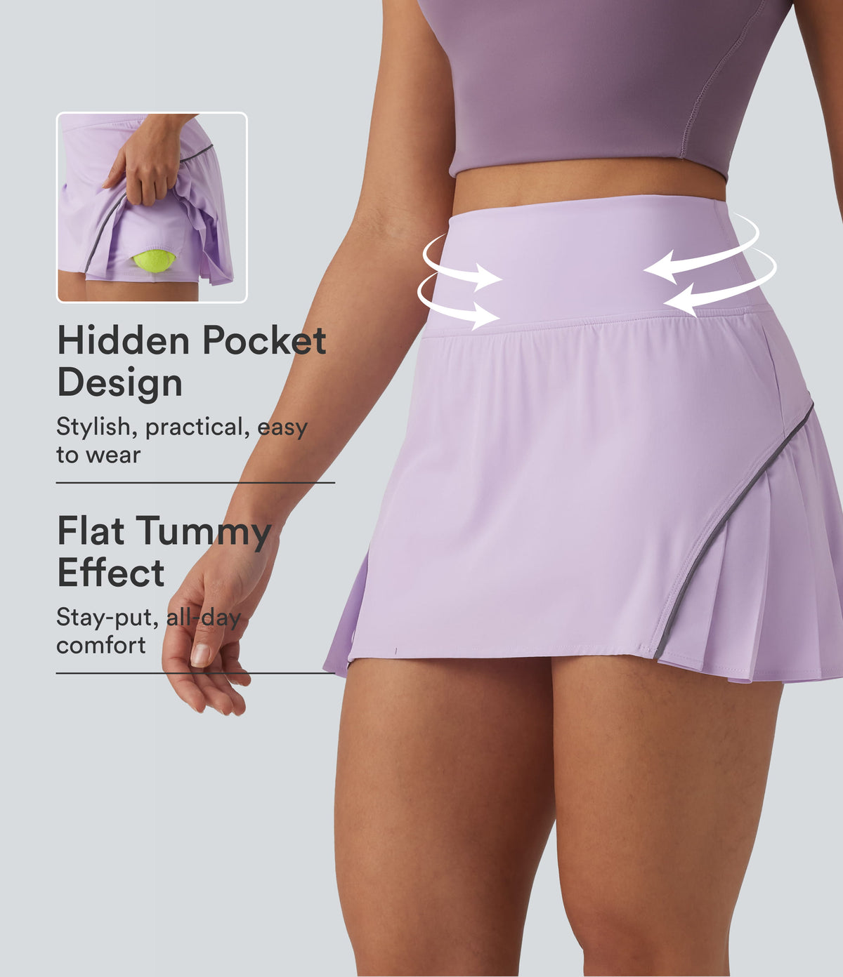 Breezeful™ Reflective High Waisted Pleated 2-in-1 Quick Dry Mini Tennis Skirt with Pockets