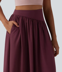 Breezeful™ High Waisted Flowy Quick Dry Maxi Casual Skirt with Pockets