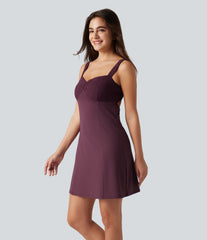 SoftlyZero™ Airy Contrast Lace Tie Back InstantCool Mini Casual Dress