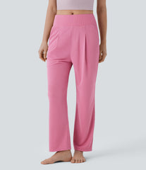 Mid Rise Pocket Straight Leg Waffle Yoga Pants
