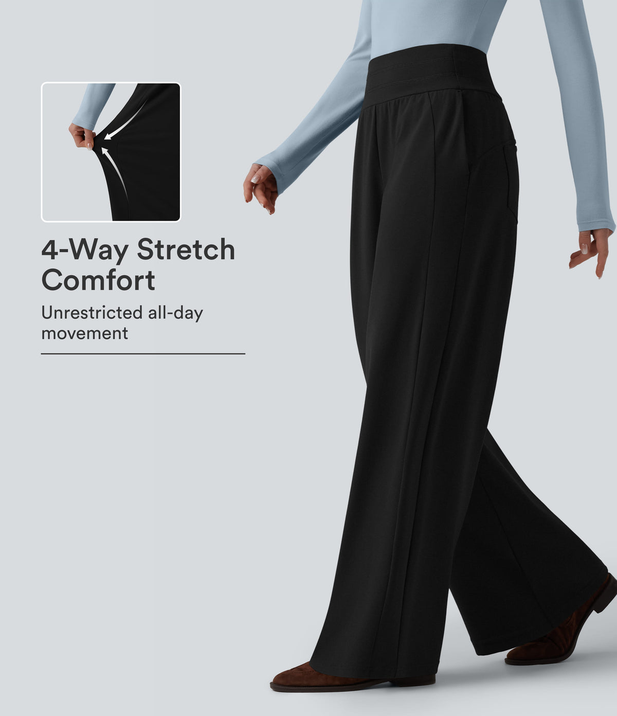 High Waisted Wide Leg Casual Pants with Pockets