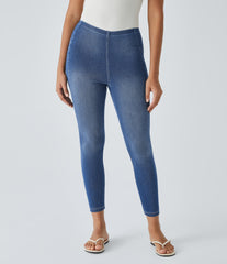 Halara Flex™ Pull On Mid Rise Pocket Denim Casual 7/8 Leggings