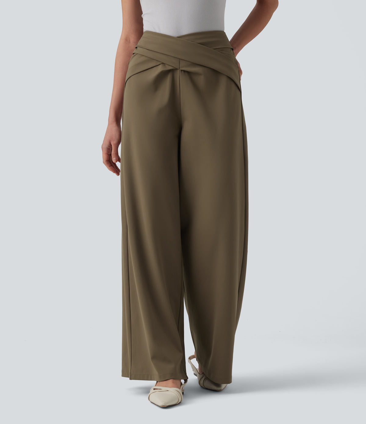 Halara Flex™ DayStretch Crossover High Waisted Work Straight Leg Pants with Pockets