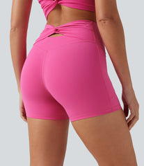 SoftlyZero™ Plush High-waisted Twisted-Back Yoga Biker Shorts 5'' with Pockets