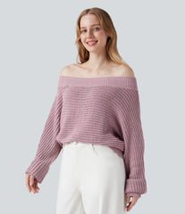 Off Shoulder Long Sleeve Casual Sweater
