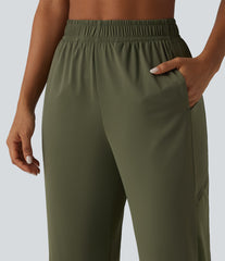 High Waisted Contrast Mesh InstantCool Workout Joggers with Pockets-UPF50+
