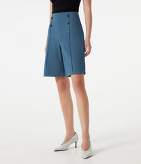 High-waisted Decorative Buttons Work Baggy Bermuda Shorts with Pockets
