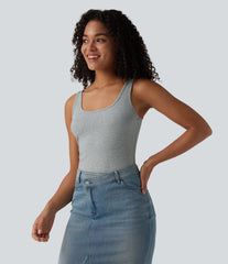 Halara Cotton Jersey U Neck Casual Tank Top