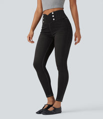 Halara Flex™ High Waisted Tummy Control Skinny Denim Casual Leggings with Pockets