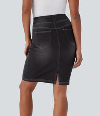 Halara Flex™ High Waisted Pockets Washed Denim Casual Skirt