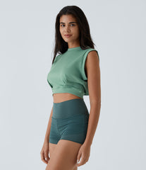 Crew Neck Sleeveless Cropped Yoga Tank Top