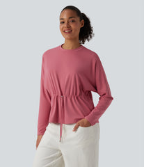 SoftlyZero™ Round Neck Long Sleeve Drawstring Casual Top-UPF50+