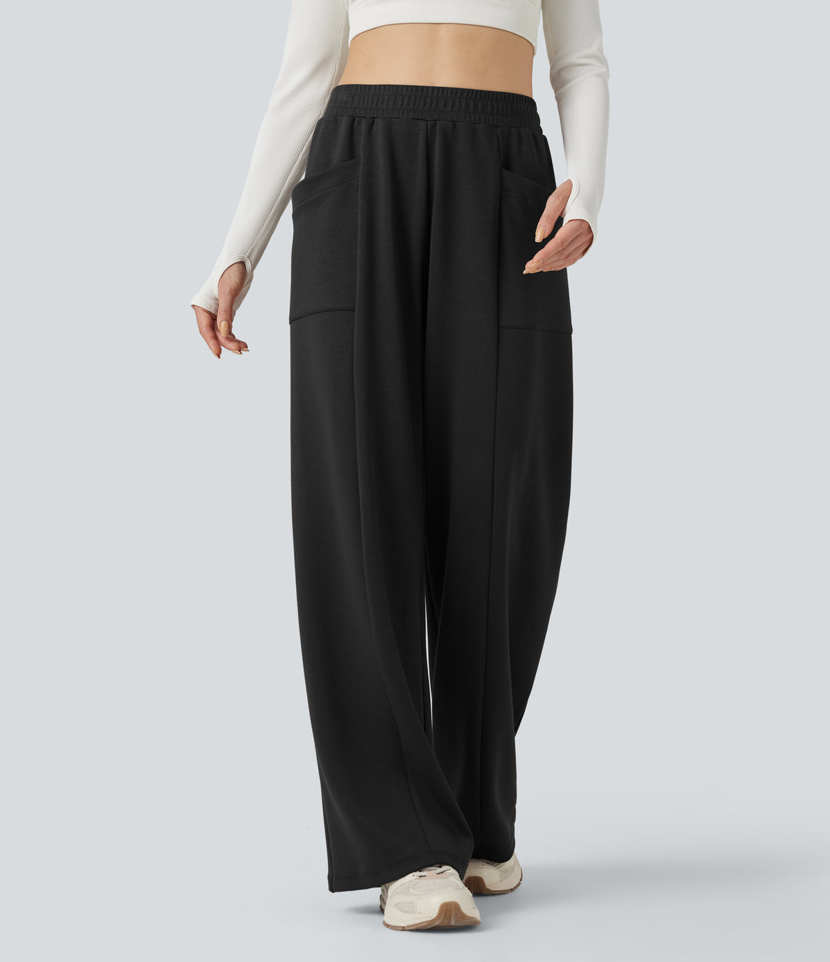 High Waisted Straight Leg Yoga Pants with Pockets