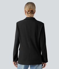 DayStretch Notched Collar Long Sleeve Work Blazer with Pockets