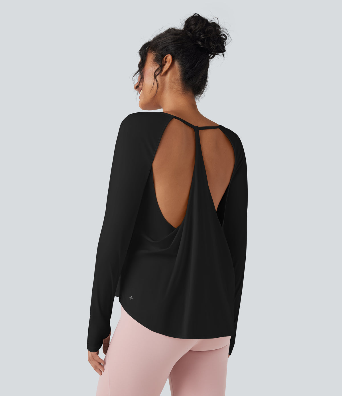 SoftlyZero™ Airy Round Neck Long Sleeve Thumb Hole Cut Out InstantCool Yoga Sports Top