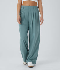 Breezeful™ High Waisted Pocket Wide Leg Baggy Flowy Solid Palazzo Quick Dry Casual Pants