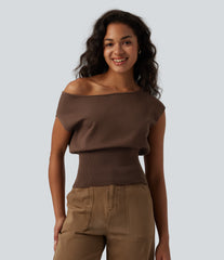 One-shoulder Short Sleeve Casual Sweater