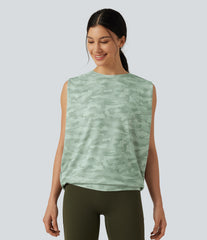 Round Neck Camo Workout Tank Top