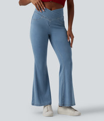 Halara Flex™ Crossover High Waisted Casual Flare Jeans with Pockets