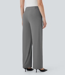 High Waisted Zipper Pocket Shirred Straight Leg InstantCool Work Pants