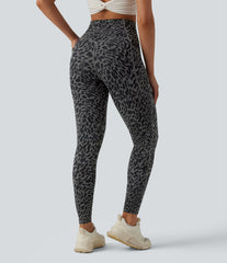 Halara UltraSculpt™ Leopard Print High Waisted Tummy Control Shaping Running 7/8 Leggings with Pockets