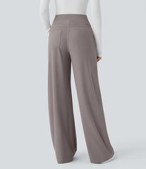 Halara Flex™ High Waisted Tummy Control Pockets Wide Leg Baggy Micro Waffle Work Pants