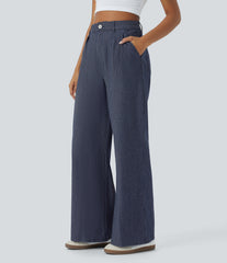 Halara Flex™ High Waisted Pockets Striped Washed Casual Baggy Wide Leg Jeans