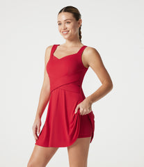 SoftlyZero™ Airy Built-in Bra 2-in-1 InstantCool Mini Tennis Active Dress with Pockets DD-F Cups-Easy Peezy Edition-UPF50+