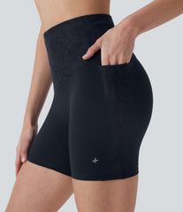 Halara UltraSculpt™ High Waisted Tummy Control Contrast Lace Training Biker Shorts 5'' with Pockets