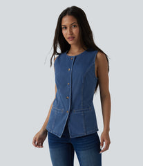 Halara Flex™ Round Neck Denim Tank Top