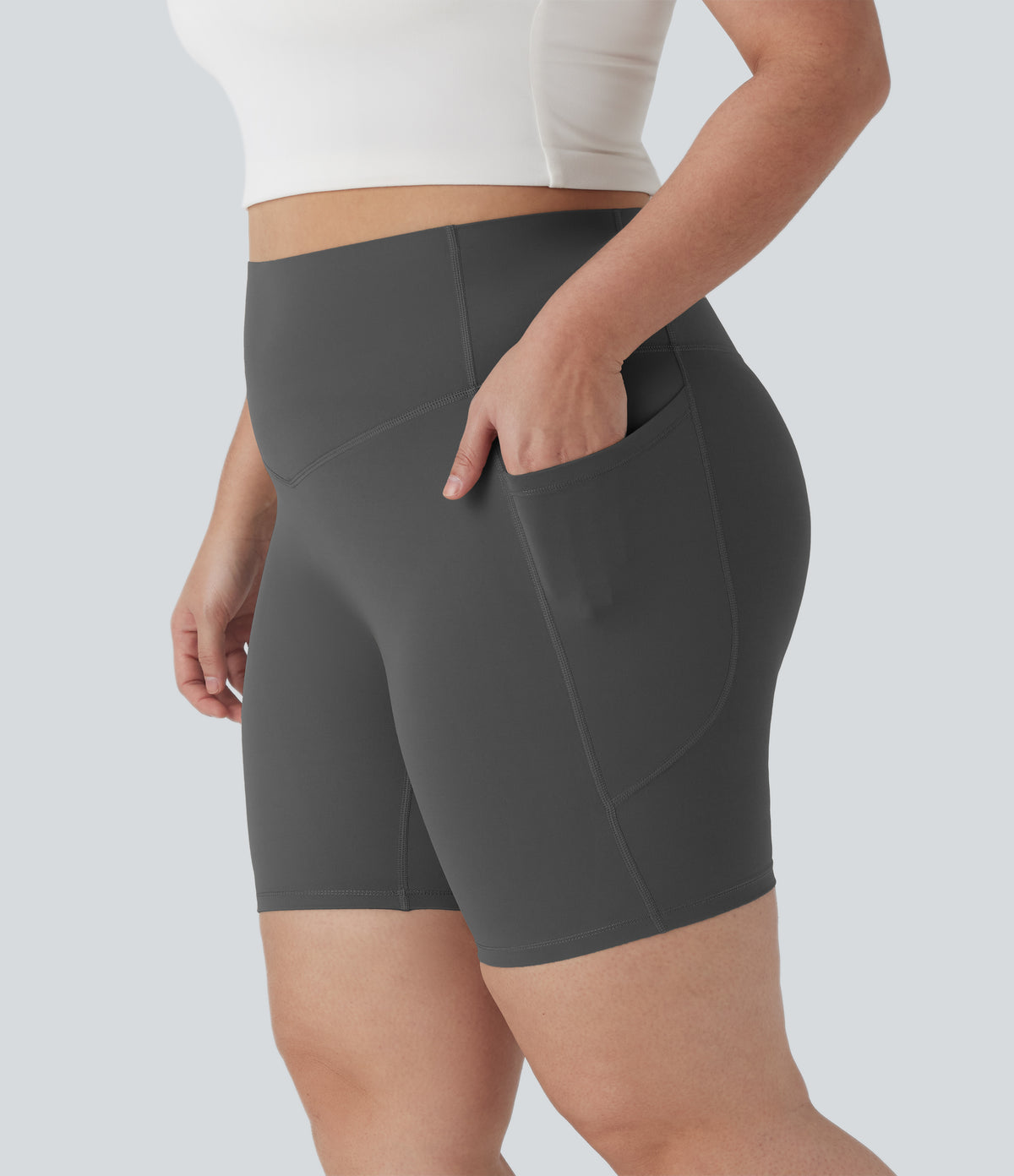 Halara UltraSculpt™ High Waisted Tummy Control Shaping Training Plus Size Biker Shorts 7'' with Pocket
