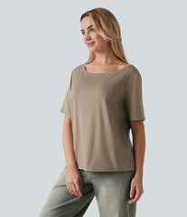 Boat Neck Half Sleeve Casual T-Shirt
