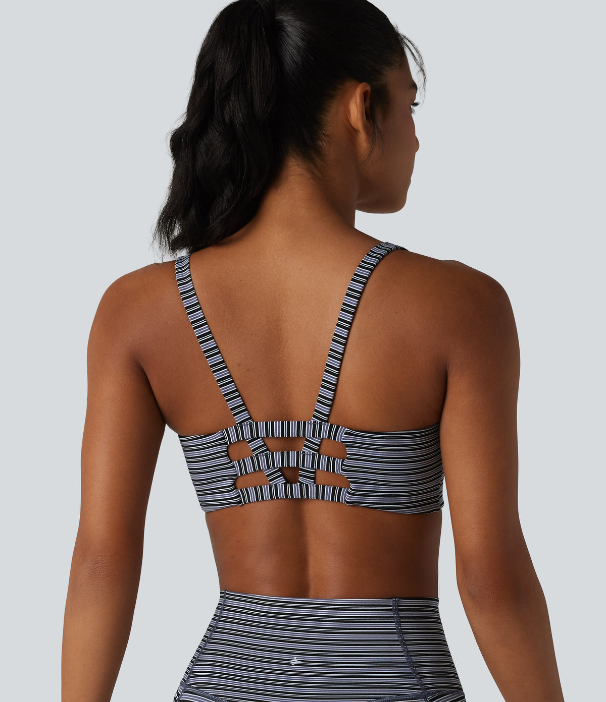 Halara UltraSculpt™ Jacquard Stripe Low Support U-Neck Cut-out Built-in Bra Yoga Sports Bra