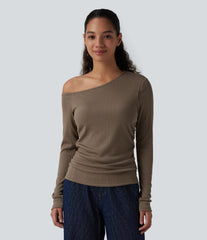 One Shoulder Long Sleeve Casual Top