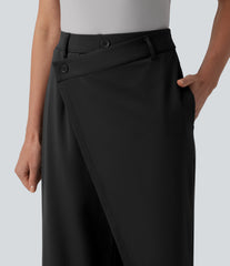 Halara Flex™ DayStretch Asymmetrical High Waisted Straight Leg Work Pants with Pockets