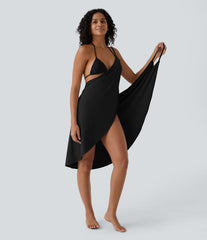 Spaghetti Strap Crossover Cover Up Wrap InstantCool Dress-UPF50+
