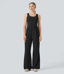 Crossover Casual Jumpsuit with Pockets-Easy Peezy Edition