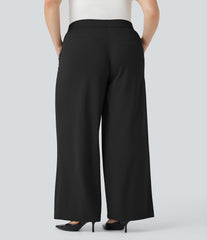 Halara Flex™ High Waisted Straight Leg Crepe Work Plus Size Pants with Pockets