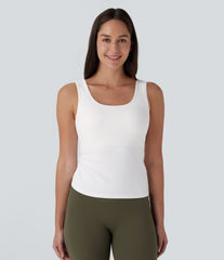 U Neck Crossover Yoga Tank Top-Longer Length