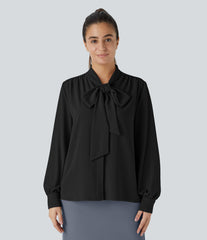 Tie Neck Long Sleeve Work Blouse
