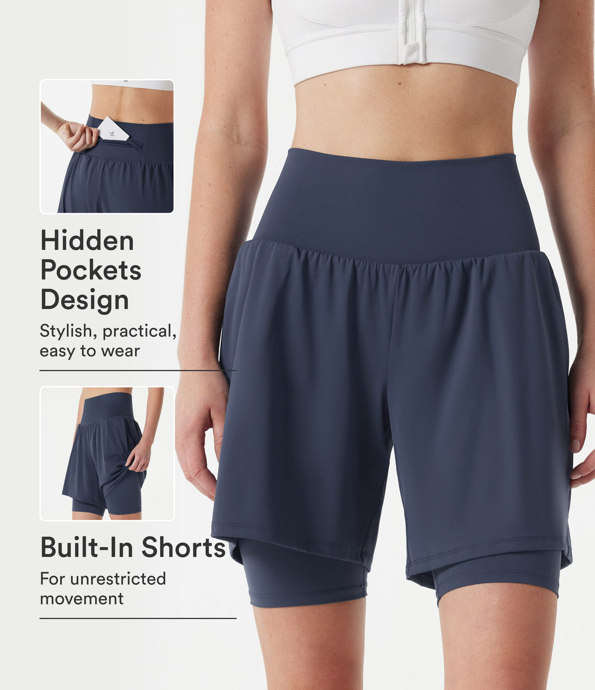 SoftlyZero™ Airy Super High Waisted 2-in-1 InstantCool Yoga Shorts 9'' with Pockets