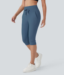 SoftlyZero™ Plush High Waisted Drawstring Pocket Yoga Pedal Pusher Joggers