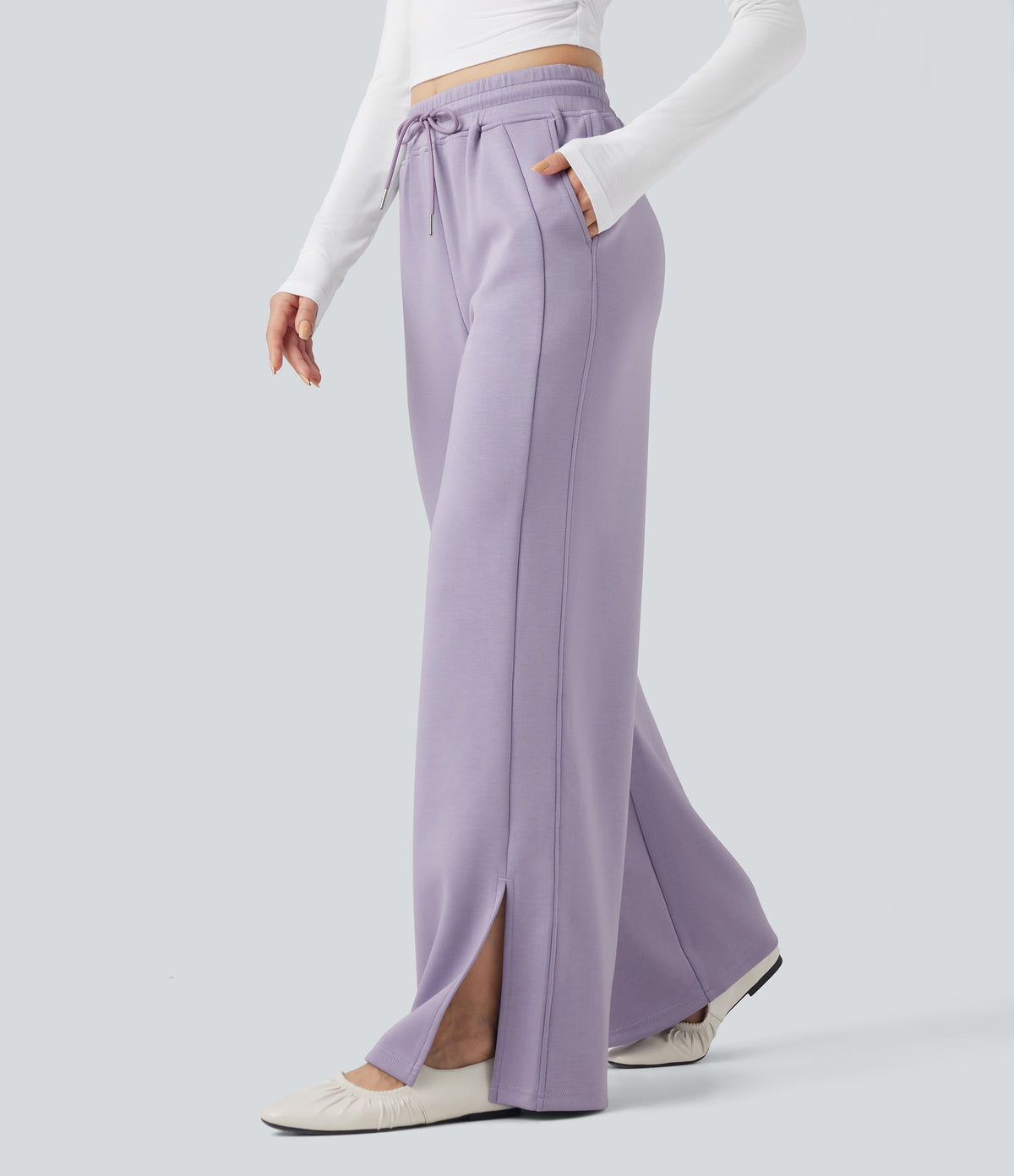 High Waisted Drawstring Casual Pants with Pockets