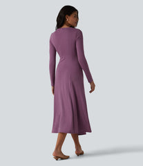 Cut Out Long Sleeve Midi Dress