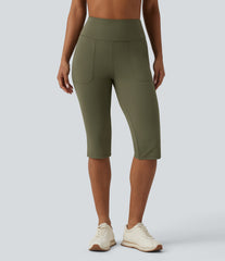 Halara UltraSculpt™ High Waisted Tummy Control Split Hem Pedal Pusher Slim Yoga Leggings with Pockets