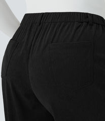 Mid Rise Zipper Pockets Corduroy Casual Plus Size Joggers